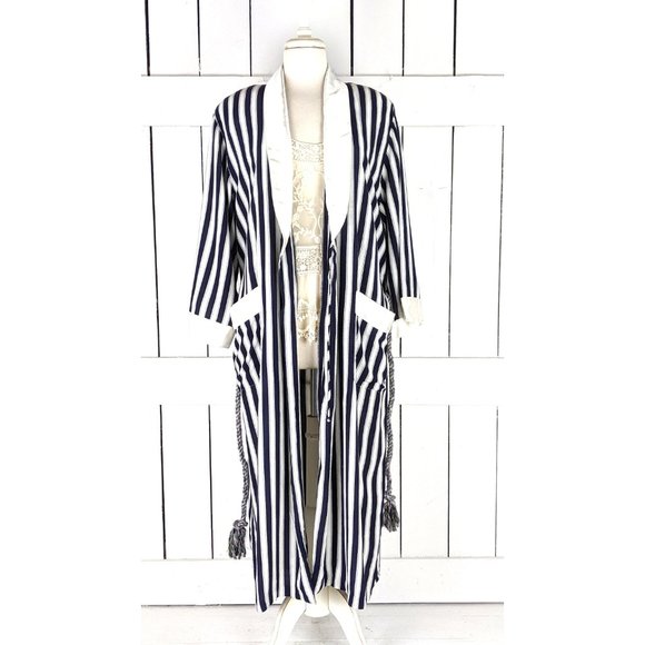 Vintage Prima Donna Carole Hochman I Magnin navy blue white nautical striped rop - Picture 3 of 6
